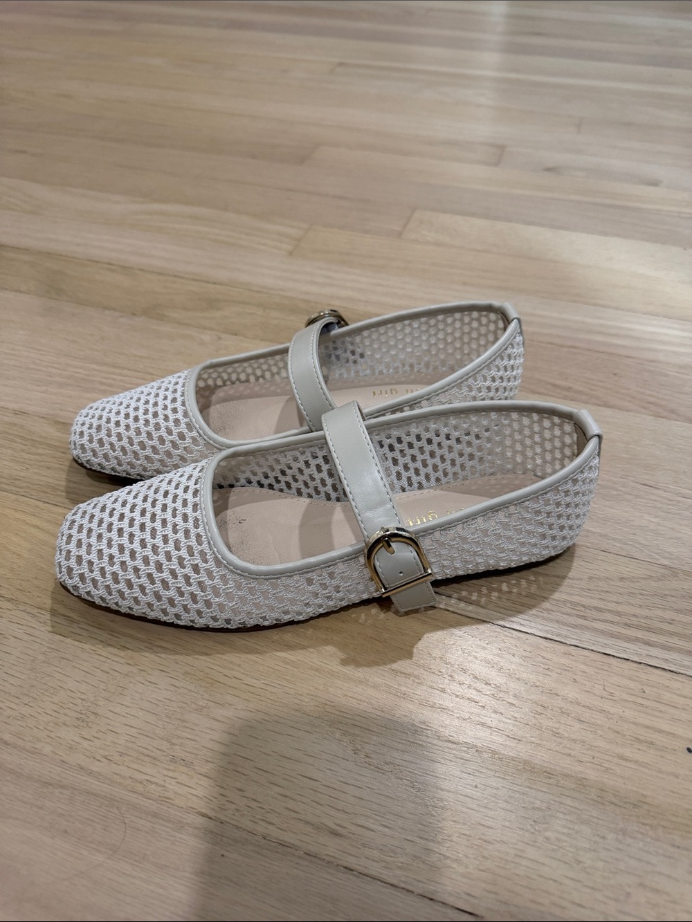 Madden Girl White Mesh Mary Jane Flats with Buckle